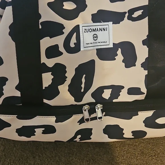 Black and White Animal Print Duffel Bag - Picture 9 of 9